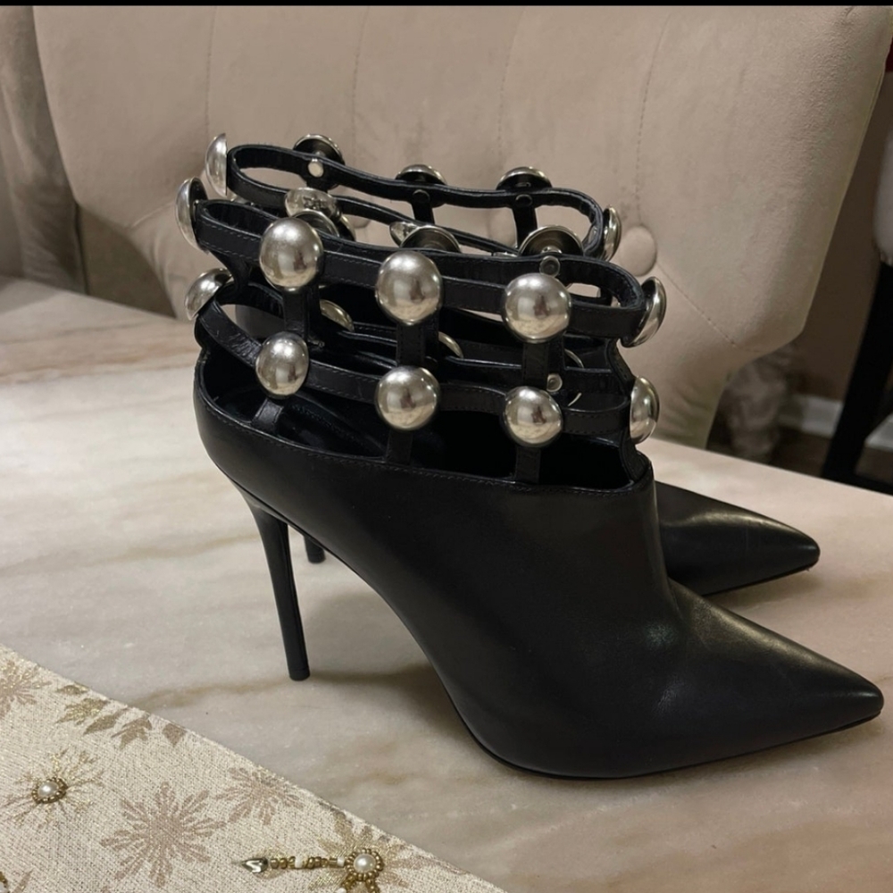 Alexander Wang Tina Studded Cage Ankle Booties Black Size 38